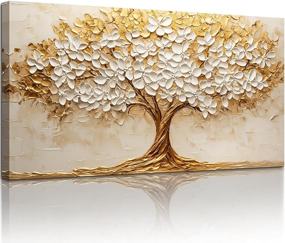 crmotu Tree of Life Large Wall Art, Blooming Flower Tree Prints 20x40 In