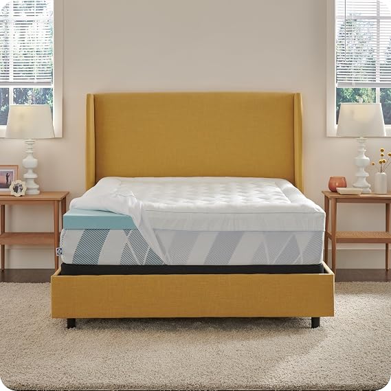 Sealy Dreamlife 3 Gel Memory Foam Full Mattress Topper with 1 Quilted Cooling Cover, SealyComfort Gel Foam, SealyCool Poly Blend Cover