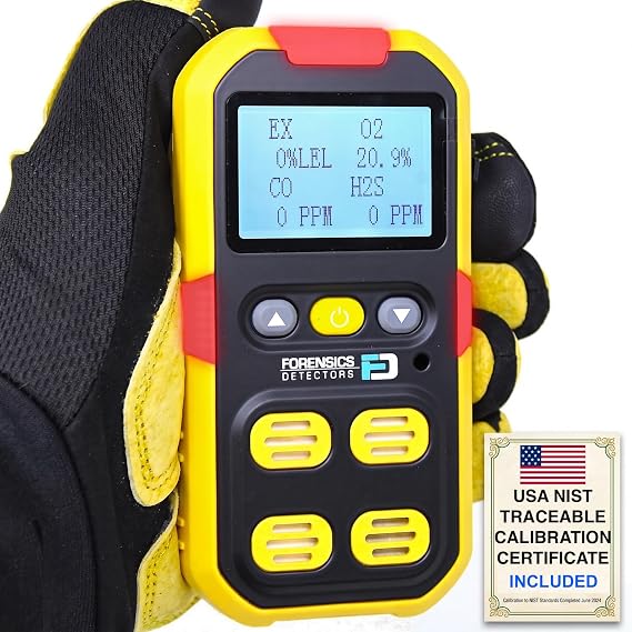 4 Gas Meter for Confined Space | USA NIST Calibration | O2, CO, H2S, LEL