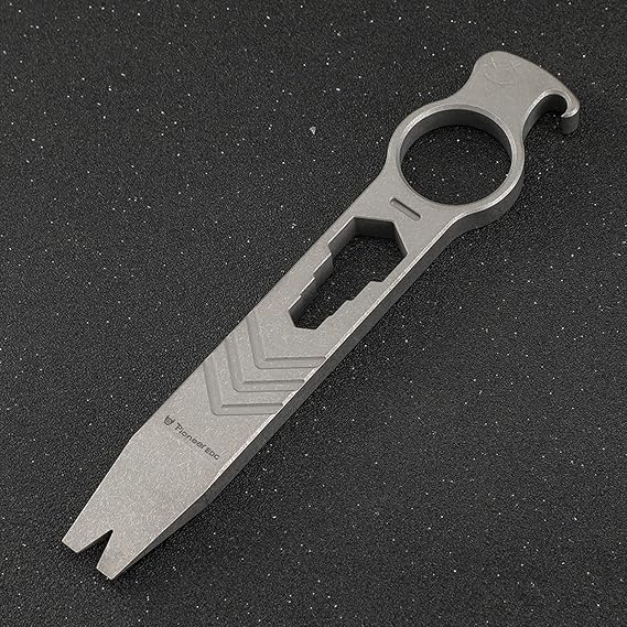 Edc Pry Bar,Titanium Multitool,Pocket Prybar,Bottle Opener Keychain, Nail Puller Pry Bar,Small Pry Bar for Men Gift (Stone Wash)