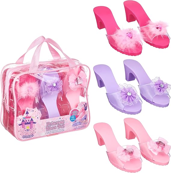 3pc Pastel Princess Dress Up Shoe Set - Royalty Kids High Heel Slip-On