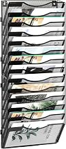EasyPAG Wall File Organizer for Office 14 Pocket Mesh Wall Mounted Paper Organizer Hanging Folder Holder with Nametag Label for Home School, Black