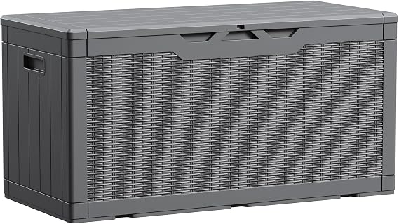 Devoko 100 Gallon Waterproof Deck Box, Resin Large Outdoor Storage Box