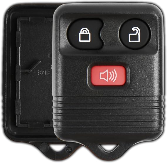 KeylessOption Key Fob Cover Case Replacement for 1998 1999 2000 2001 2002 2003 2004 2005 2006 2007 2008 2009 2010 2011 2012 2013 2014 2015 2016 Ford F150 Lincoln Mercury Remote Shell, 3-Button