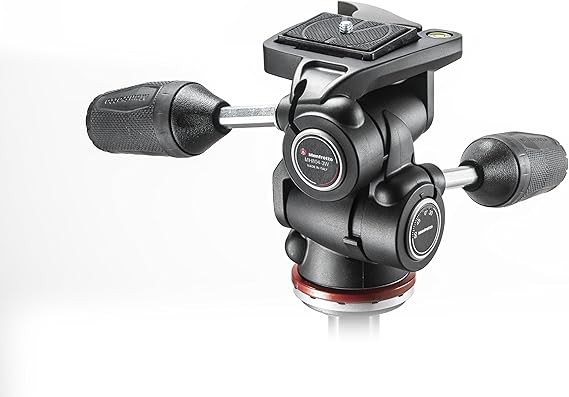 Manfrotto MH804-3W, MK II 3 Way Head in Adapto w/Retractable Levers, Independent Axis Control, Ergonomic Rubber Handle, for DSLR, CSC, Mirrorless