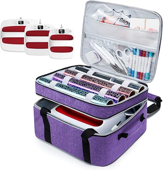 Double-Layer Carrying Case Compatible with Crict EasyPress 2 12"x10" and 9"x9" Heat Press Machine,for Htvrot Heat Press Easy Press Bag with Pocket for Crict Accessories, Crict Easy Press Mat