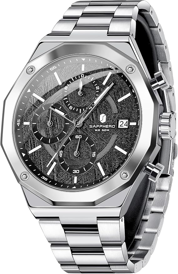 BENYAR Mens Watch UK Easy-to-Read Watches Men Luxury Watches for Men Waterproof Chronograph Sliver/Gold/Blue/Black Leather/Stainless Steel Birthday/Christmas/Fathers Day Gift