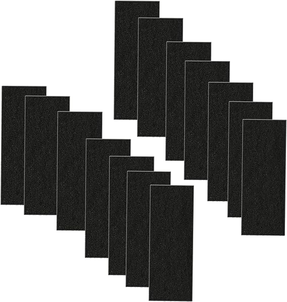 14 Pack Activated Carbon Filters for Natures Miracle Oval Hooded Flip Top Cat Litter Box, 8 Inch x 3 Inch Trimmable Pads
