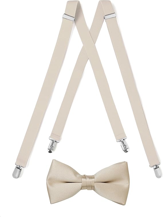 Suspender & Bow Tie Set (Adult, Tan)