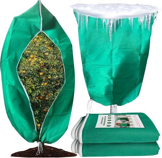 Plant Covers Freeze Protection,Winter Frost Covers with Zipper Drawstring,Frost Cloths for Outdoor Plants,47.5 x 71Large Tree Covers,Garden Plant Cover Tent,Cold Weather Shrubs Trees Wrap Bag(2Pack)