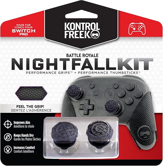 KontrolFreek FPS Freek Battle Royale Nightfall Performance Kit for Nintendo Switch Pro Controller | Includes Thumbsticks and Grips | Black