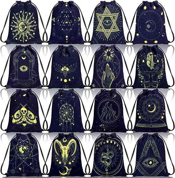 Paterr 16 Pcs Velvet Storage Bag for Tarot Cards, Runes, Dice - Vintage Drawstring Pouches for Jewelry and Tarot Enthusiasts, 7.1 x 5.9 Inch (Classic Style)