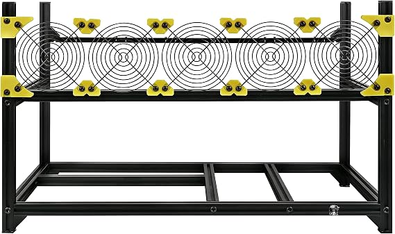 V3C 6-GPU Mining Case Aluminum Stackable Mining Rig Open Air Frame Case with Fan Mount - Ethereum(ETH,ETC)/ZCash(ZEC)/Monero(XMR)/Bitcoin(BTC)/Siacoin(SC)