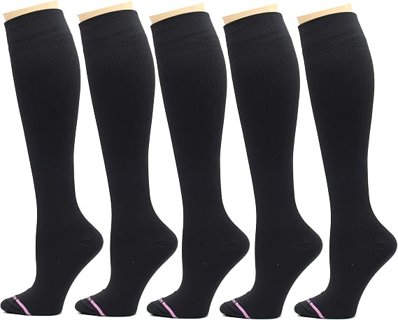 5 Pairs Dr. Motion Therapeutic Graduated 8-15mmHg Compression Women's Knee-hi Socks