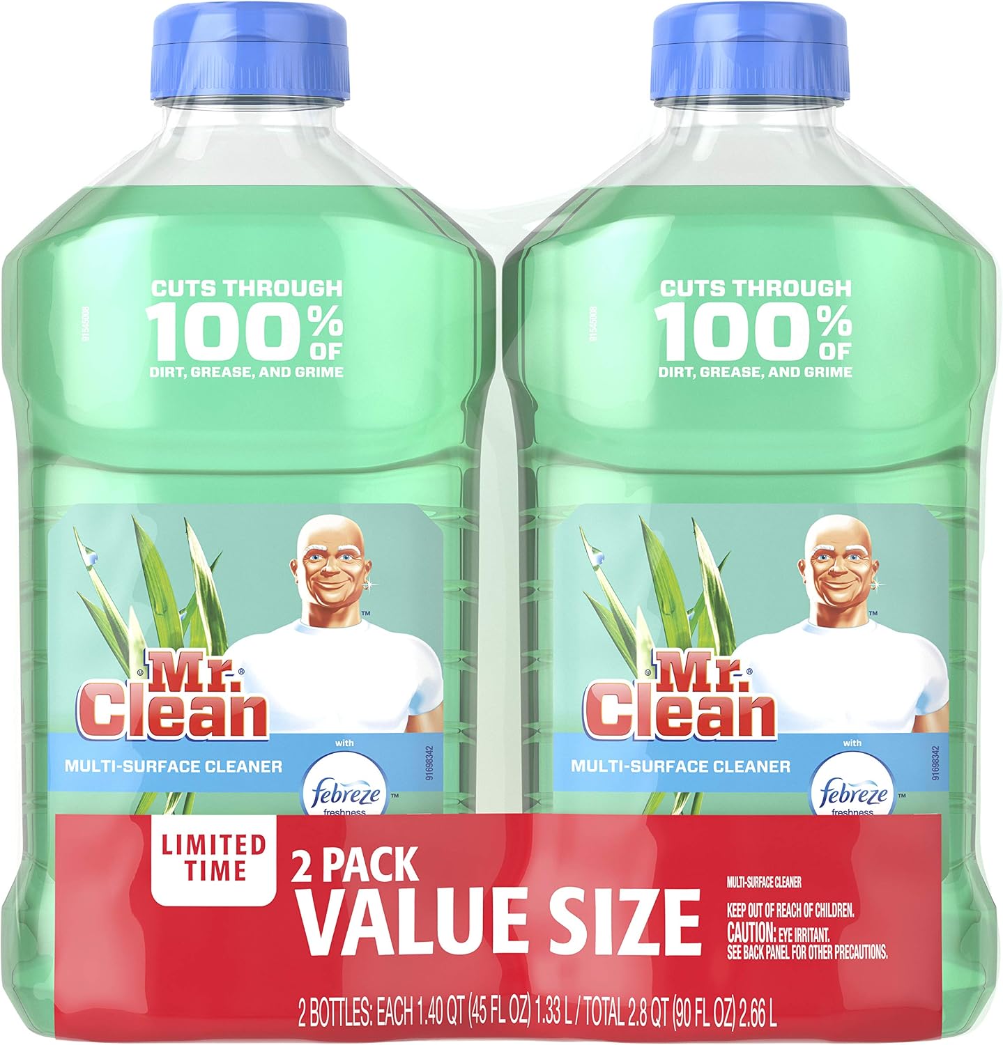 Mr. Clean Liquid Multi-Purpose Cleaner | Meadow and Rain Febreze Freshness - 48 oz Each Bottle 2 Pack 94 fl oz Total