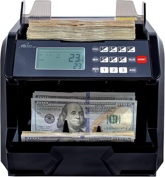 Royal Sovereign 1,500 Bills per Minute High Speed Money Counting Machine, with Add and Batch Mode, UV, MG, IR Counterfeit Bill Detector & Value Counting (RBC-EG100)