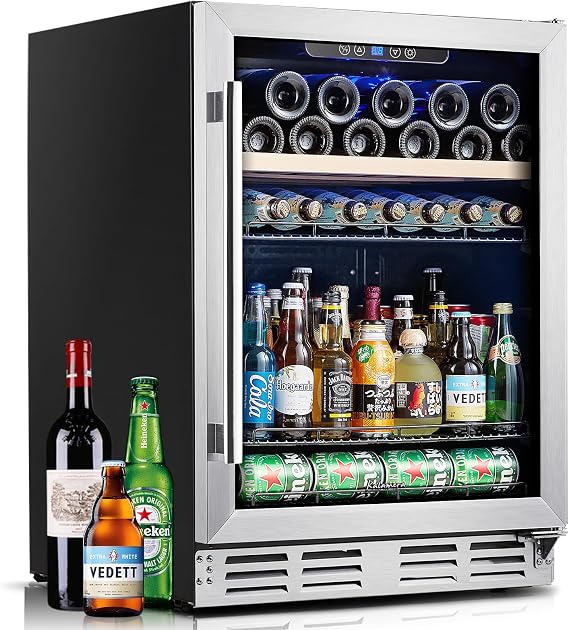 Kalamera 24 inch Beverage and Wine Cooler 118 Cans & 16 Bottles Capacity