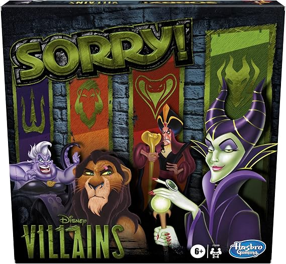 Hasbro Gaming Sorry! Board Game: Disney Villains Edition Kids Game, Family Games for Ages 6 and Up