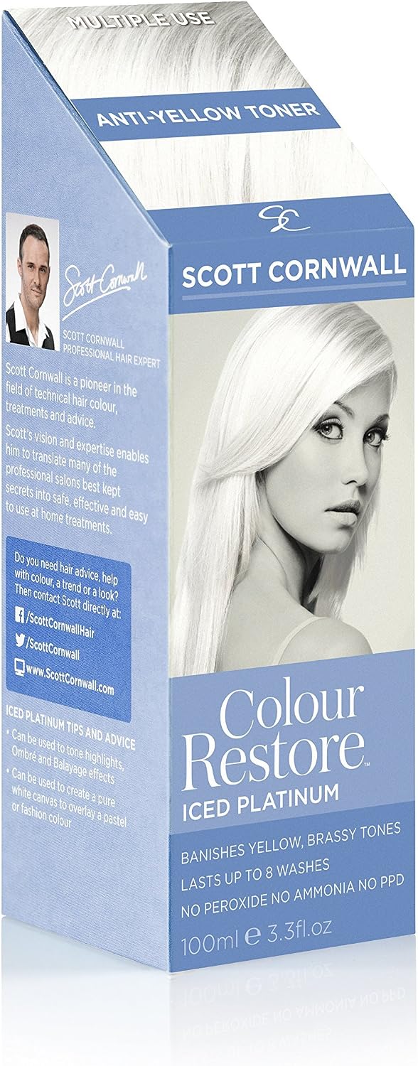 Scott Cornwall Colour Restore Iced Platinum Anti Yellow Hair Toner - Multiple Use -100ml