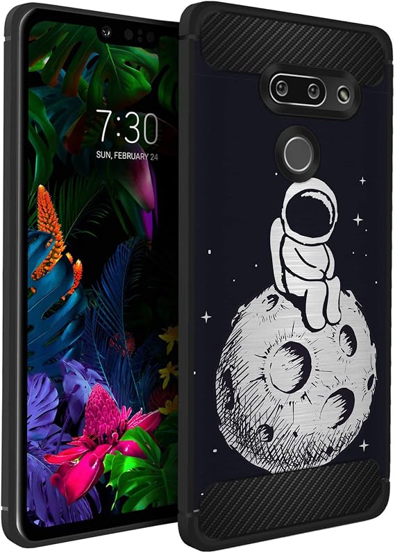 CasesOnDeck Case Compatible with LG G8 ThinQ/LG G8, Slim Precise Fit TPU Case, Scratch Protection and Unique Design (Man on Moon)