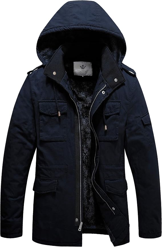 WenVen Men's Winter Thickened Military Parka Jacket Warm Coat