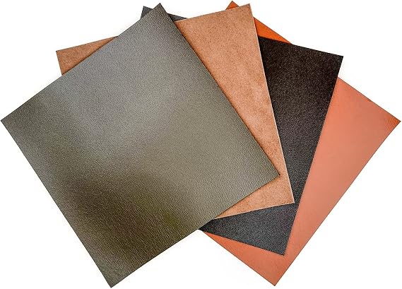 Brown Leather Sheets 4 Pack, 5 x 5 Inch / 12 x 12 cm, Thin Soft Leather Squares for Crafts, Accessories and DIY Projects