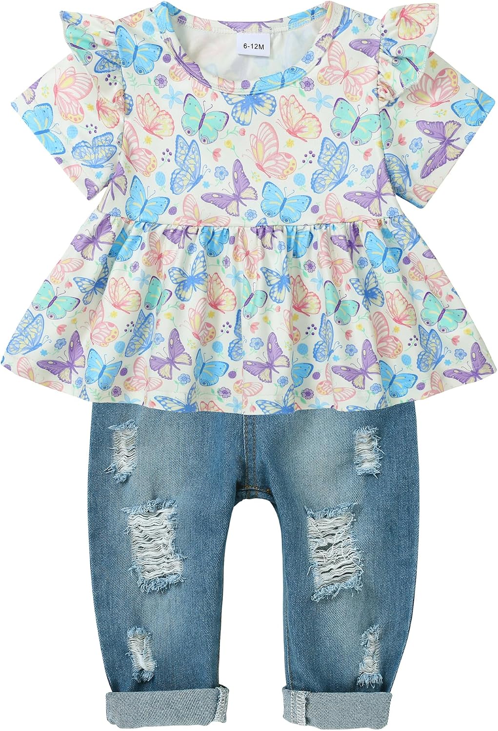 CARETOO Girls Clothes Outfits Cute Baby Girl Floral Long Sleeve Pant Set Flower Ruffle Top