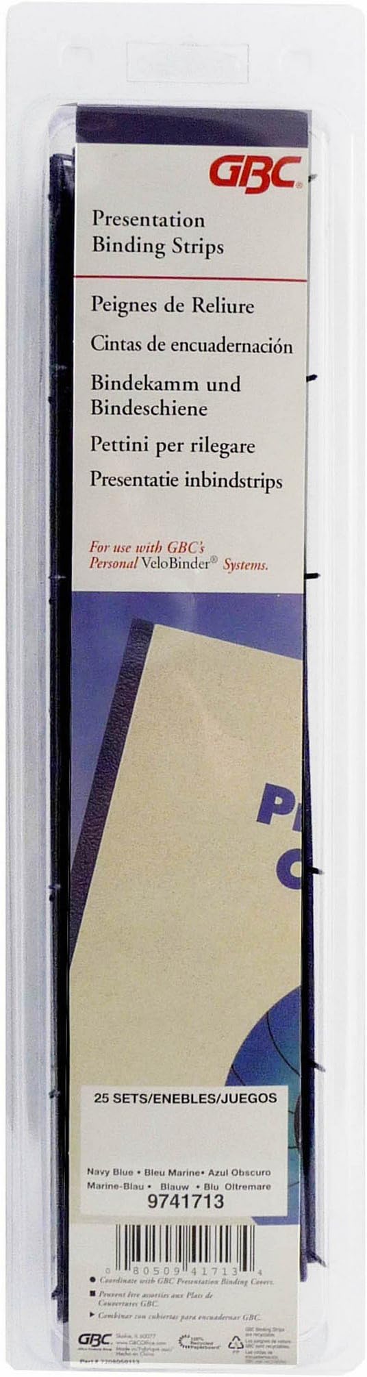 GBC VeloBind Binding Strips, 45 mm, 200 Pages, A4, Blue, Pack of 25, 9741636