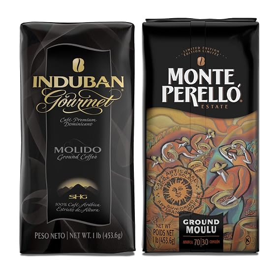 Induban Gourmet + Monte Perello | Ground Coffee - 16 oz Bags Bundle - Products from the Dominican Republic
