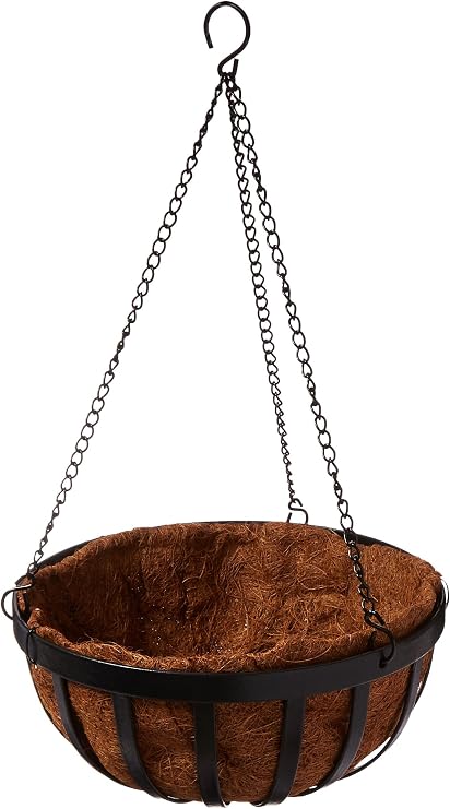 Gardman R945 Forge Hanging Basket with Coco Liner, 12" Wide x 7" High