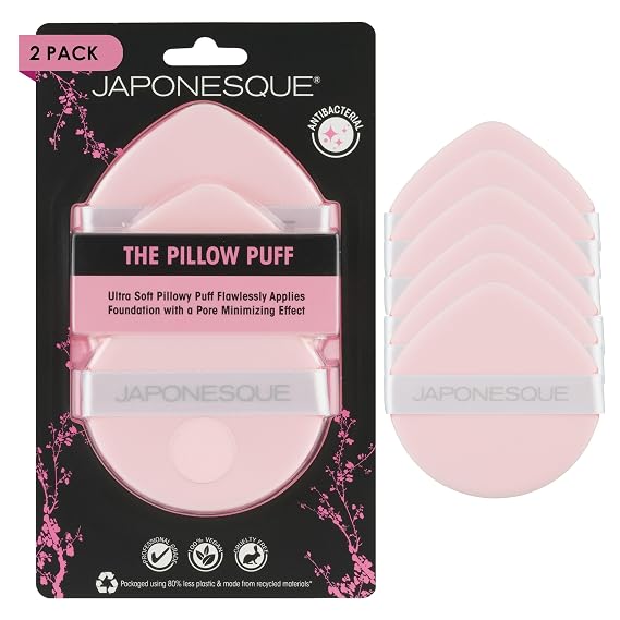 JAPONESQUE Pillow Puff Makeup Sponge for Flawless Liquid & Cream Foundation Application