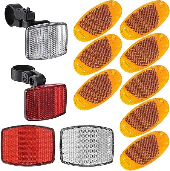 VICDUEKG Bike Front and Rear Reflectors Kit, 12 PCS Bicycle Light Wheel Spoke Reflectors Kit, Cycling Accessories Bike Safety Warning Reflectors for Handlebar and Night Cycling