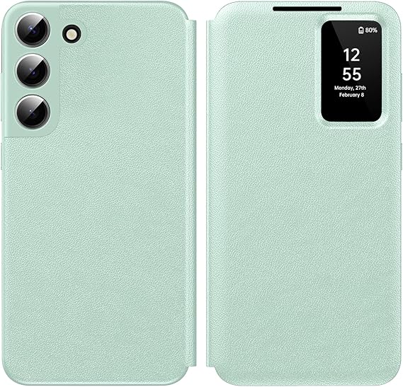 For Samsung S23 FE Smart View Case Wallet Smartphone Case for Samsung Galaxy S23 FE Mobile Phone Case Clear View Mirror Flip Card Slot Cover Viewing Window for Samsung S23 FE 5G Smart