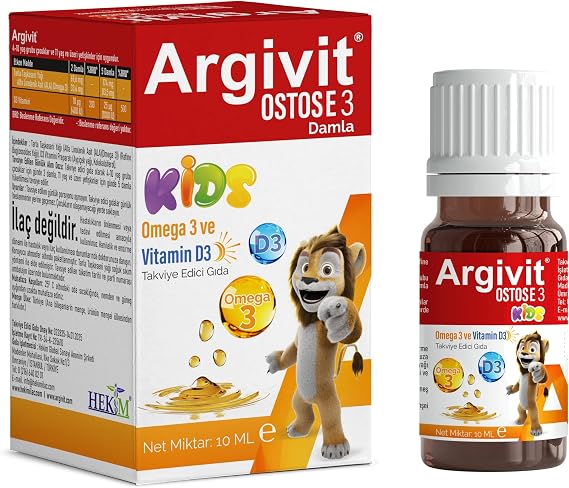 Argivit Ostose 3 Kids, Omega-3 and Vitamin D3 Liquid Supplement for Children, 10 ml