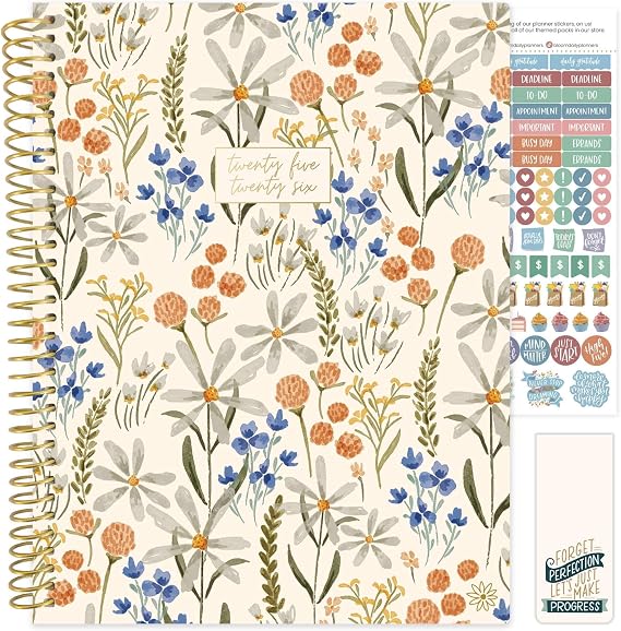 bloom daily planners 2025-2026 (8.5" x 11") Academic Year Day Planner (July 2025 - July 2026) - Weekly & Monthly Dated Agenda Organizer with Stickers & Tabs - Whimsical Wildflowers