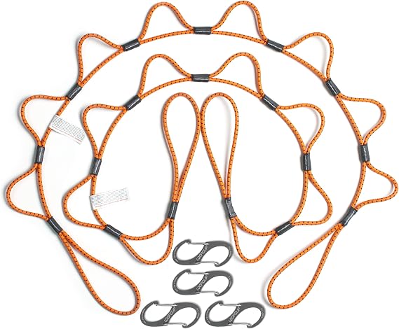 LoopRope 5ft Heavy Duty Bungee Cord Tie Down System with 2 Carabiners Pack