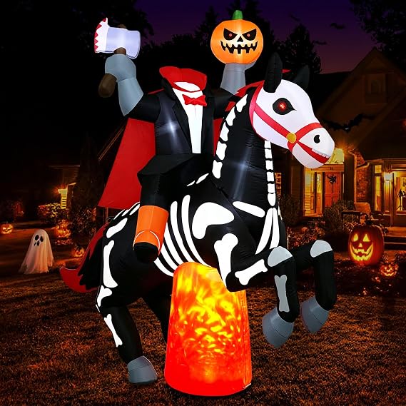 Halloween Inflatable 8Ft Headless Horseman Day of The Dead Outdoor Decor