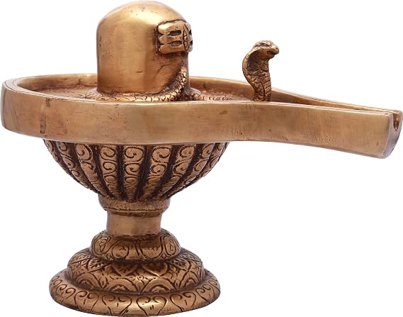 Exotic India Shiva Linga - Brass Statue - Color Natural Brass Color