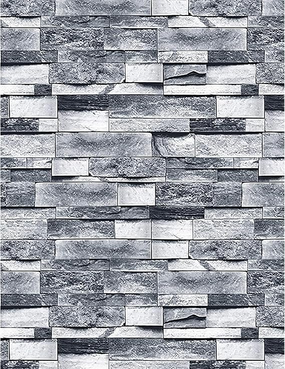 ConCus-T Grey Brick Effect Wallpaper Waterproof Vinyl, 44.8 X 300CM | Peel and Stick DIY Sticker for Kitchen Bathroom Bedroom Funiture Wall Art Decor