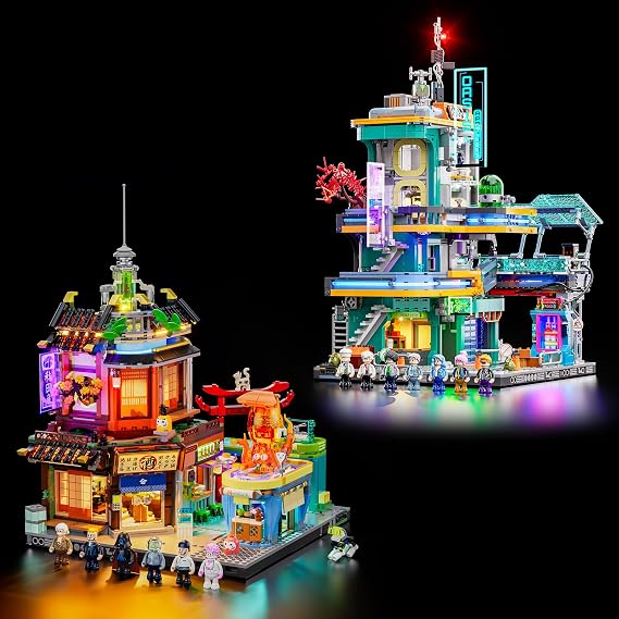 FUNWHOLE Cyberpunk Japanese-Izakaya and Cyberpunk Mansion Lighting Building-Bricks Set