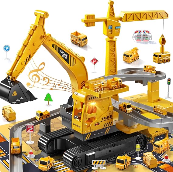 Construction Excavator Toys for Boys 3-5 Year Old - Engineering Digger Race