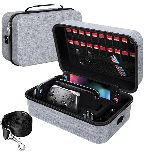 ivoler Carrying Storage All in One Case for Nintendo Switch 2 (2025),Portable Travel All Protective Hard Messenger Bag Soft Lining 20 Games for Switch 2 Console Pro Controller Accessories Gray