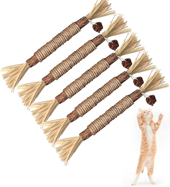 BAWAN Silvervine Sticks Cat Chew Toys for Indoor Cats Dental Care Teeth Cleaning, Natural Kitten & Cat Teething Toys for Health, Cat Chew Stick Suitable for All Breeds of Aggressive Chewers Cat