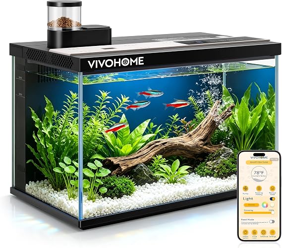 VIVOHOME 5 Gallon Smart Fish Tank with APP Control and Auto Feeder