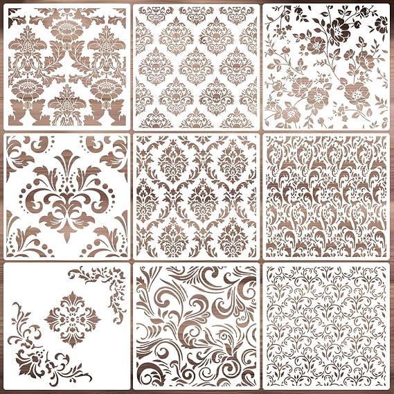 Damask Stencils for Walls 12inch Damask Stencil