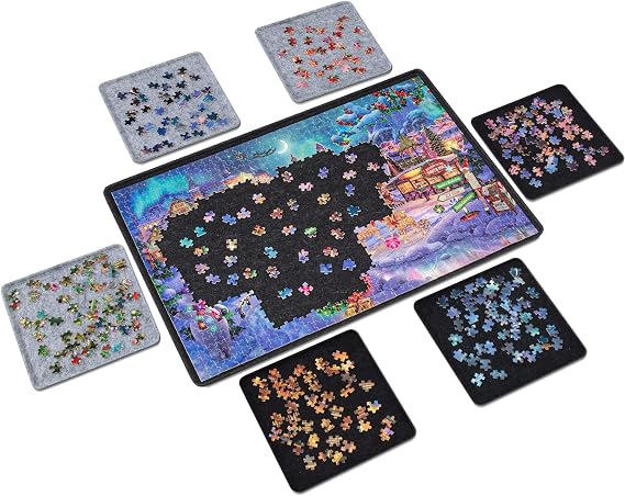 LAVIEVERT 1000 Piece Jigsaw Puzzle Board with 6 Sorting Trays - Black