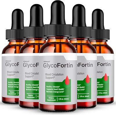 GlycoFortin Drops, GlycoFortin Blood Formula Support Supplement Liquid Drops - Maximum Strength, Glyco Fortin Health and Wellness All Natural Formula Drops, GlycoFortin Healthy Drops Reviews 5 Pack