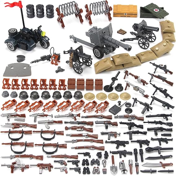 WW2 Military Weapons Pack Army Set Gear Kit Pieces for Soldier Figures