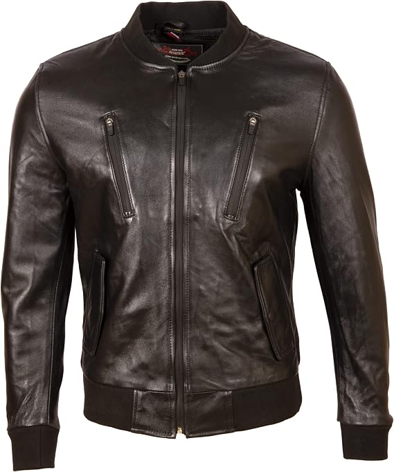 Aviatrix Men's Real Leather Fashion Bomber Jacket (E0DB)