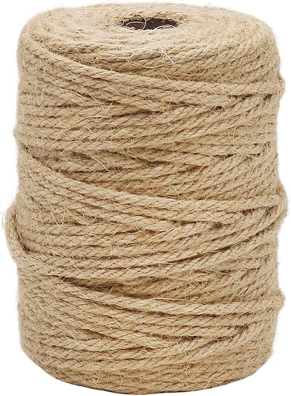 Vivifying Jute Twine, 165 Feet 4mm Thick Natural Jute Rope, Brown
